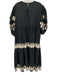 By Anthropologie Size XL Black & Cream White Cotton Embroidered Gathered Dress Black & Cream White / XL