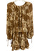 Parker Size 12 Brown & Cream Polyester Floral Silouhette Keyhole Back Dress Brown & Cream / 12