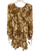 Parker Size 12 Brown & Cream Polyester Floral Silouhette Keyhole Back Dress Brown & Cream / 12