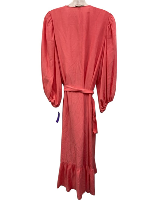 Kobi Halperin Size XXL Pink Tencel Blend Long Balloon Sleeve Wrap V Neck Dress Pink / XXL