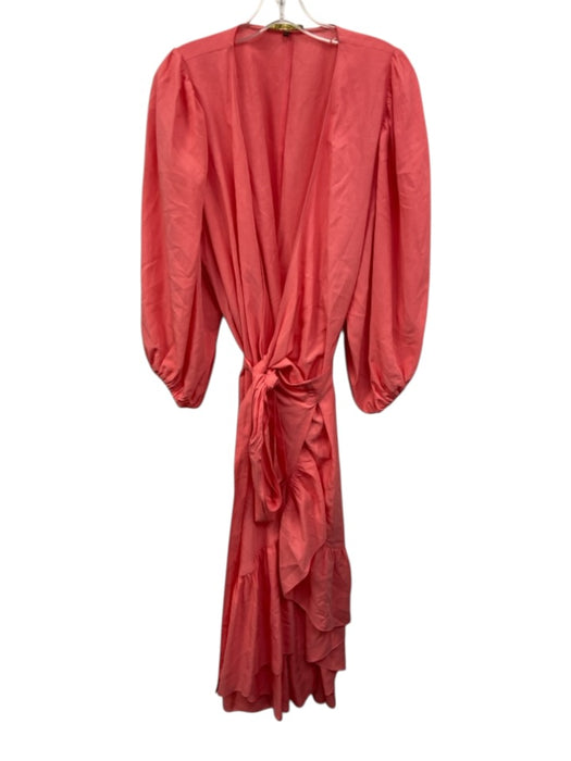 Kobi Halperin Size XXL Pink Tencel Blend Long Balloon Sleeve Wrap V Neck Dress Pink / XXL