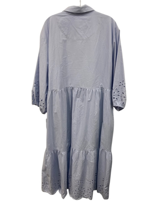 Maeve Size XL Light Blue Cotton Floral Eyelet Long Balloon Sleeve Collared Dress Light Blue / XL