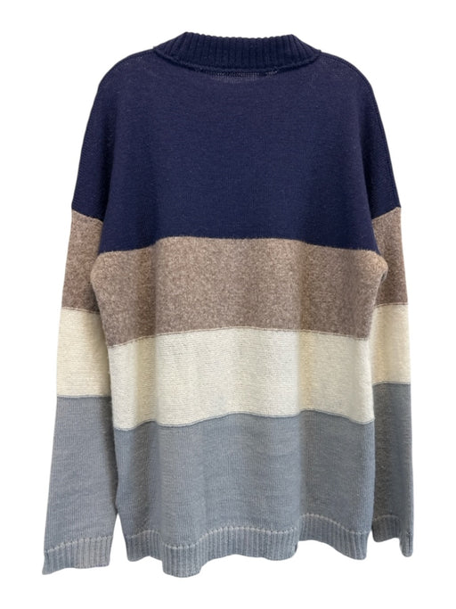 Off White AS IS Size M Blue & Multi Wool Color Block Distressed Men's Sweater Blue & Multi / M