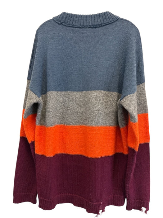 Off White Size M Orange & Multi Wool Color Block Distressed Men's Sweater Orange & Multi / M