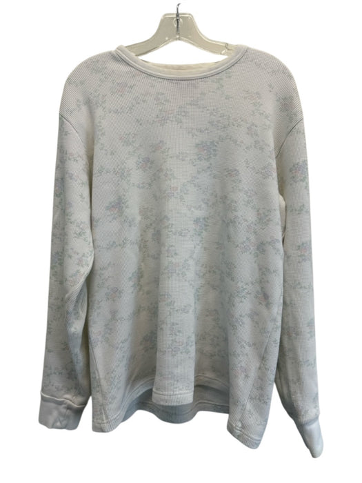 supreme Size L White & Multi Cotton Floral Thermal Men's Long Sleeve Shirt White & Multi / L
