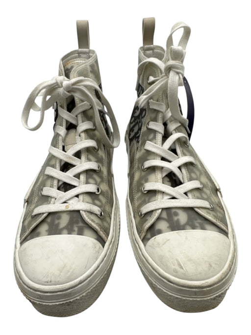 Dior Shoe Size 43 AS IS White & Black Synthetic All Over Print High Top Shoes White & Black / 43