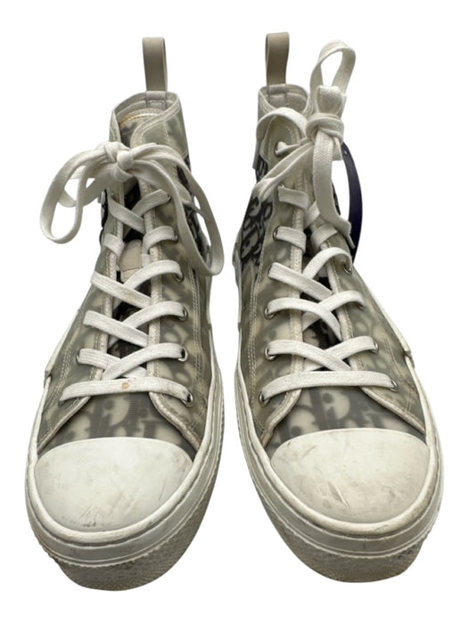 Dior Shoe Size 43 AS IS White & Black Synthetic All Over Print High Top Shoes White & Black / 43
