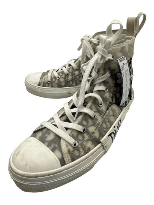 Dior Shoe Size 43 AS IS White & Black Synthetic All Over Print High Top Shoes White & Black / 43