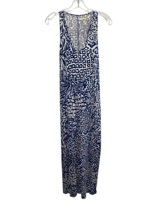 Lilly Pulitzer Size XS Blue & White Pima Cotton Sleeveless Abstract Print Dress Blue & White / XS