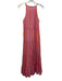 Oliphant Size S Pink & Orange Cotton Sleeveless Stripe Split Neck Maxi Dress Pink & Orange / S