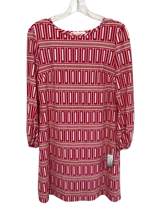 Jude Connally Size S Red, White, Beige Nylon & Spandex Long Sleeve Ikat Dress Red, White, Beige / S