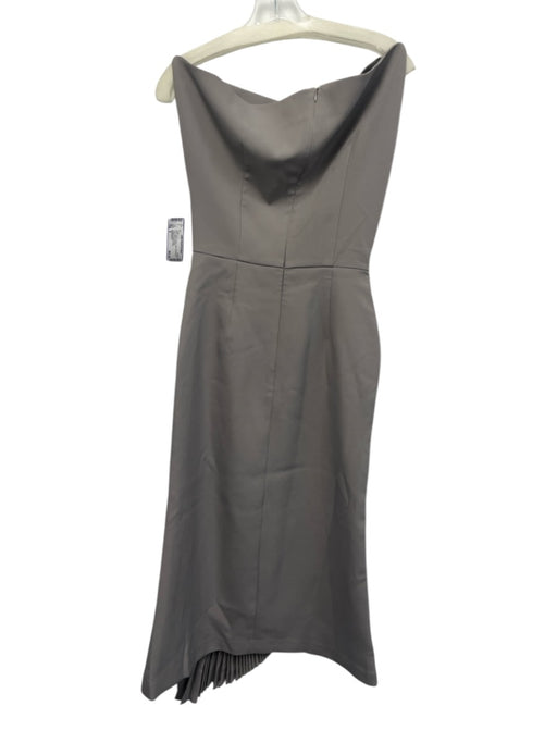 Bella Barnett Size S Gray Pleated Sash Asymmetric Neck Midi Gown Gray / S