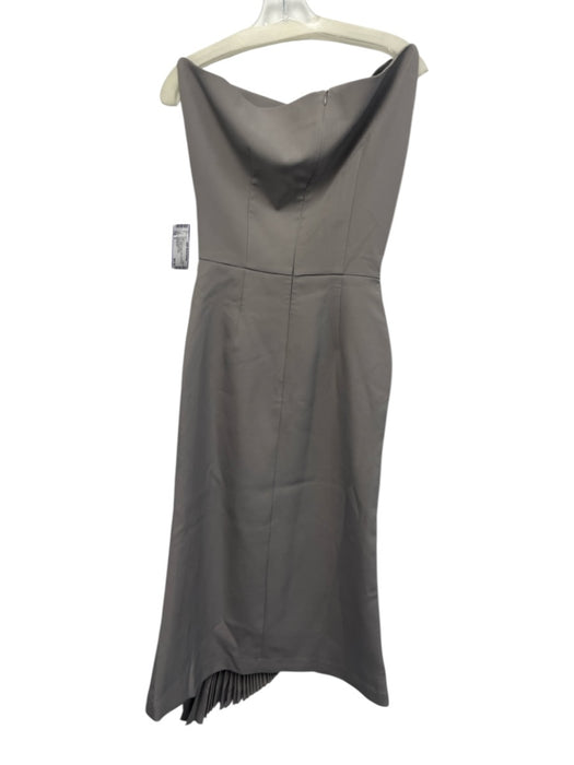 Bella Barnett Size S Gray Pleated Sash Asymmetric Neck Midi Gown Gray / S