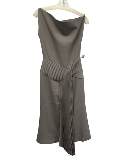 Bella Barnett Size S Gray Pleated Sash Asymmetric Neck Midi Gown Gray / S