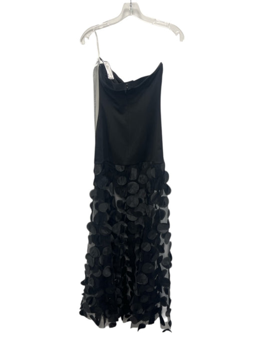 Bella Barnett Size S Black Tulle 3D Applique Strapless Gown Black / S