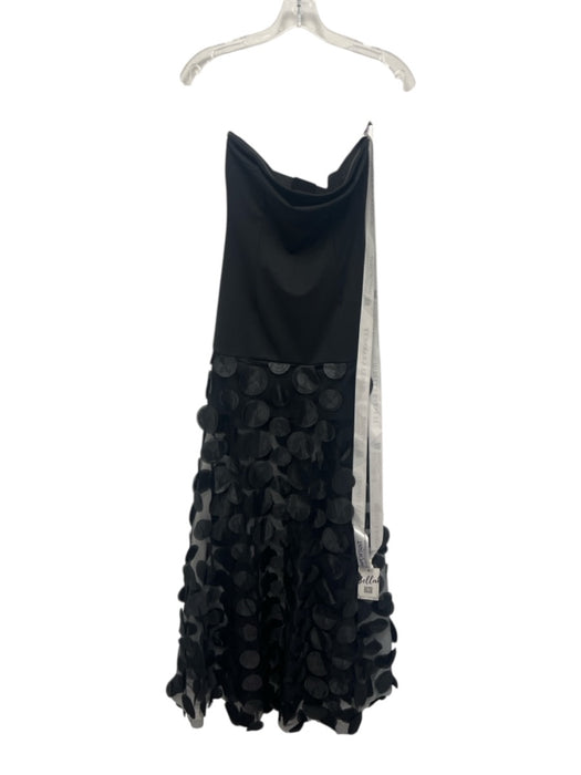 Bella Barnett Size S Black Tulle 3D Applique Strapless Gown Black / S