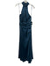 Ieena for Mac Duggal Size 8 Teal Blue Polyester Satin High Neck High Slit Gown Teal Blue / 8