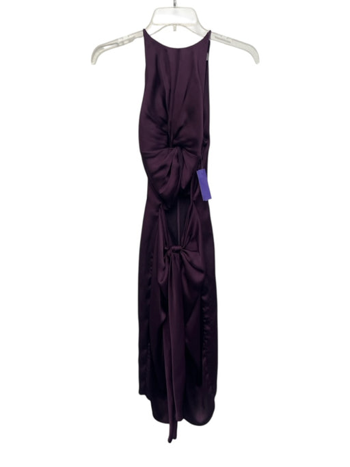 Andrea Iyamah Size XS Purple Polyester Sleeveless Twist Knot Satin Cut Out Dress Purple / XS