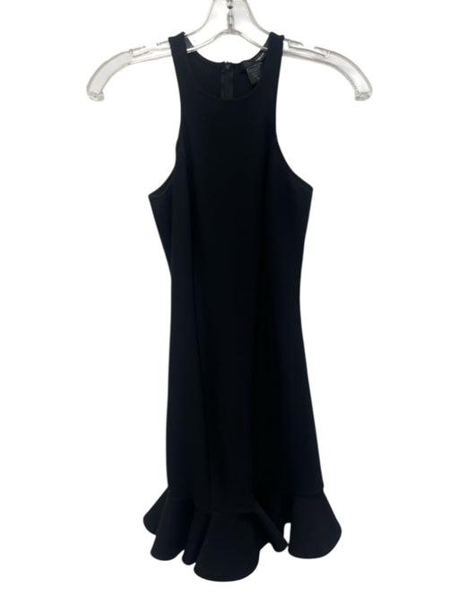 Aqua Size Small Black Polyester Blend Sleeveless Textured Ruffle Paneled Dress Black / Small