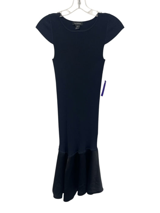 Club Monoco Size XS Navy Blue & Black Viscose Blend Cap Sleeve Ribbed Knit Dress Navy Blue & Black / XS