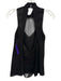 Haute Hippie Size XS Black Silk Sleeveless Lace Detail Metallic Thread Top Black / XS