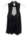 Haute Hippie Size XS Black Silk Sleeveless Lace Detail Metallic Thread Top Black / XS