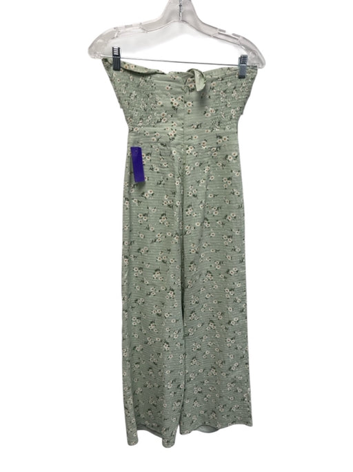 Majorelle Size XXS Green, Orange, White Cotton Strapless Floral Shirred Jumpsuit Green, Orange, White / XXS