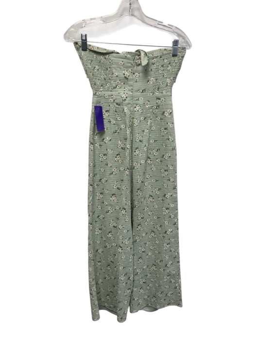 Majorelle Size XXS Green, Orange, White Cotton Strapless Floral Shirred Jumpsuit Green, Orange, White / XXS