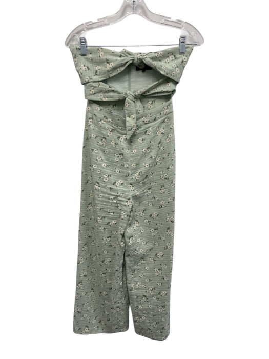 Majorelle Size XXS Green, Orange, White Cotton Strapless Floral Shirred Jumpsuit Green, Orange, White / XXS