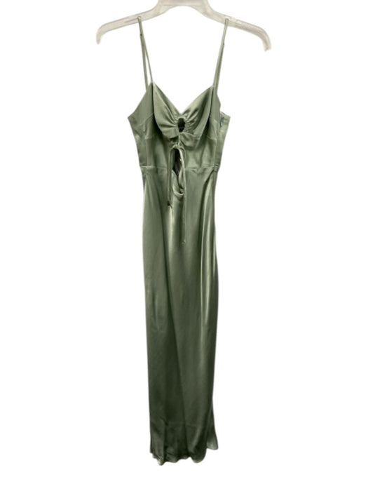 Shona Joy Size 2 Sage green Polyester Tie Front Cutout Spaghetti Strap Dress Sage green / 2