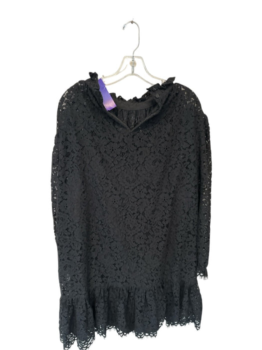 J. Crew Size XXL Black Lace Long Sleeve Ruffle Collar Slip Dress Black / XXL