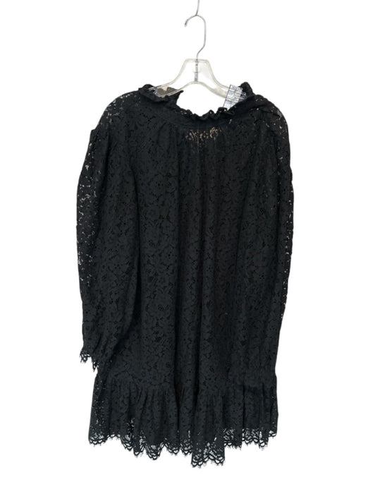 J. Crew Size XXL Black Lace Long Sleeve Ruffle Collar Slip Dress Black / XXL