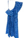 Oliphant Size M Blue Cotton One Shoulder Ruffle Swirl Side Zip Dress Blue / M