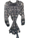 Cleobella Size M Gray & Cream Cotton Long Sleeve Floral Belt Tassel Dress Gray & Cream / M