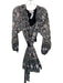 Cleobella Size M Gray & Cream Cotton Long Sleeve Floral Belt Tassel Dress Gray & Cream / M