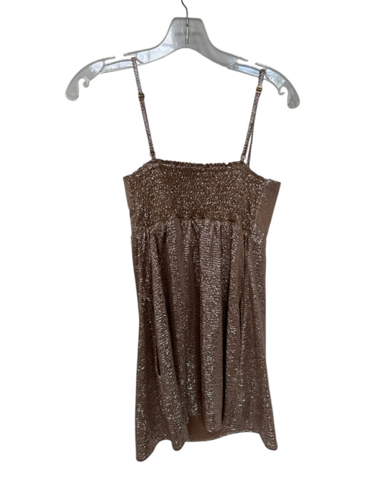 Show Me Your Mumu Size M Brown & Silver Polyester Bow Metalic Polka dot Dress Brown & Silver / M