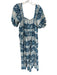 A Piece Apart Size M Blue & White Cotton Short Sleeve Tie Dye Square Neck Dress Blue & White / M