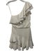 Halston Heritage Size 8 Cream & Black Polyester One Shoulder Seersucker Dress Cream & Black / 8