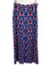 Paolita Size M Blue, Pink, Orange Viscose Side Zip Bird Print Leg Slit Skirt Blue, Pink, Orange / M