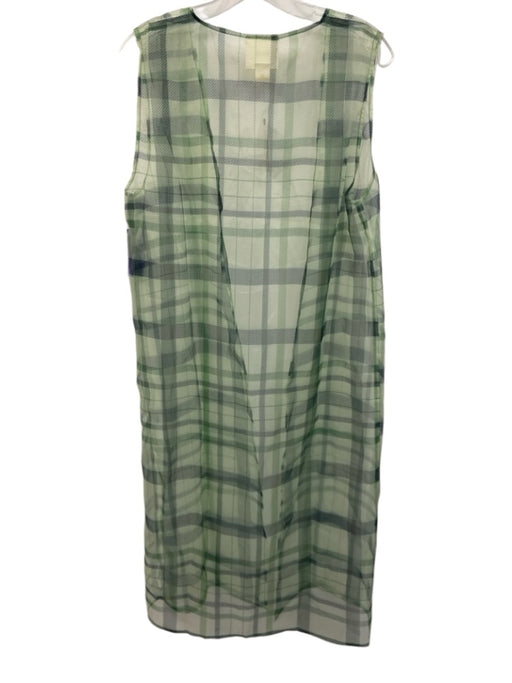 Maeve Size One Size Green & Gray Polyester Sheer Plaid Sleeveless Cardigan Green & Gray / One Size