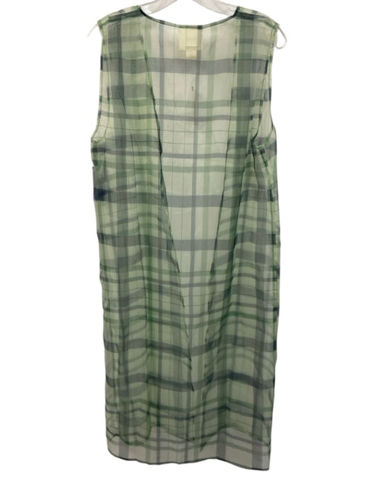 Maeve Size One Size Green & Gray Polyester Sheer Plaid Sleeveless Cardigan Green & Gray / One Size