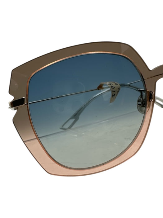 Christian Dior Pink, Gray, Gold Acetate Square Lens Clear Frame Sunglasses Pink, Gray, Gold