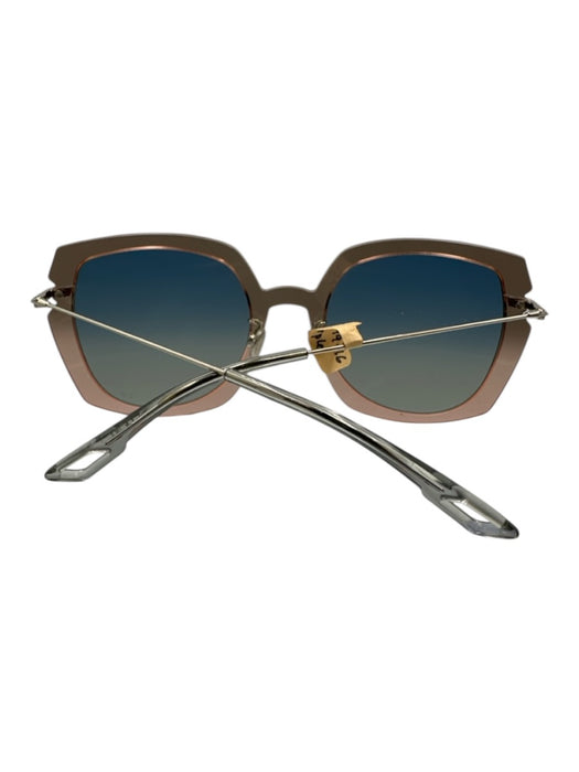 Christian Dior Pink, Gray, Gold Acetate Square Lens Clear Frame Sunglasses Pink, Gray, Gold