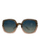 Christian Dior Pink, Gray, Gold Acetate Square Lens Clear Frame Sunglasses Pink, Gray, Gold