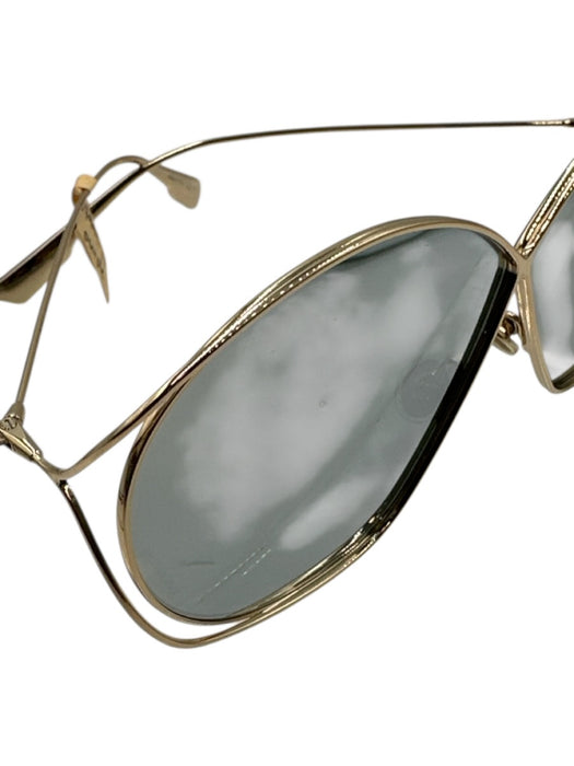 Christian Dior Gold Metal Mirror Lens Butterfly Shape Sunglasses Gold