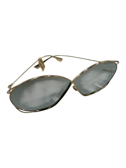 Christian Dior Gold Metal Mirror Lens Butterfly Shape Sunglasses Gold