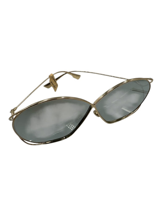 Christian Dior Gold Metal Mirror Lens Butterfly Shape Sunglasses Gold