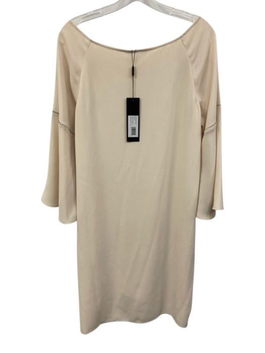 Halston Heritage Size M Cream Polyester 3/4 Bell Sleeve Boat Neck Dress Cream / M