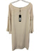 Halston Heritage Size M Cream Polyester 3/4 Bell Sleeve Boat Neck Dress Cream / M