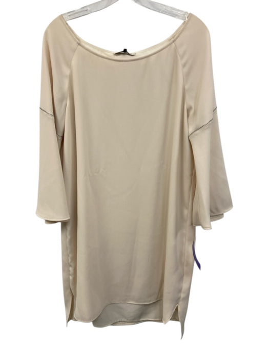Halston Heritage Size M Cream Polyester 3/4 Bell Sleeve Boat Neck Dress Cream / M